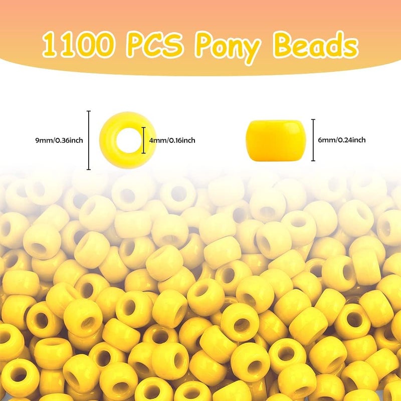 anpiwshjo 1100PCS Beads for Bracelets,Kandi Beads,Bead for Jewelry Making,Hair Bead for Kids Girls,Gifts for Daughter,Gifts for Girls,Christmas Jewelry for Teenagers(Yellow) - Image 2